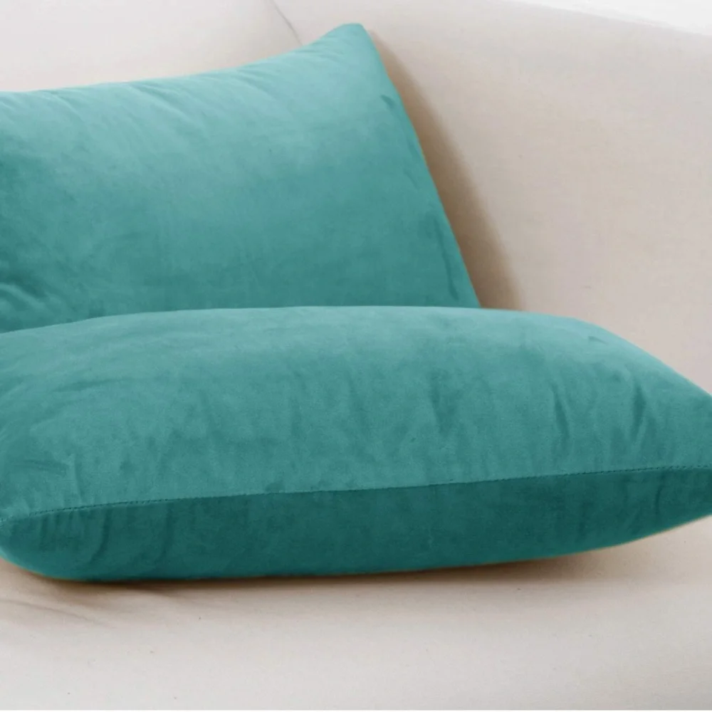 Luxury Home | Elegant Chic Turquoise Luxe Velvet Lumbar Throw Pillow Covers